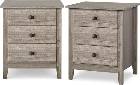 2-Drawer Nightstands, Set of 2, Farmhouse Style Bedroom Furniture with Wooden Night Stand