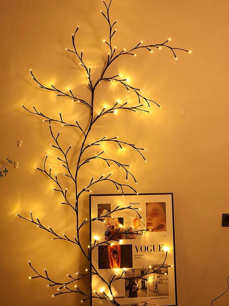 96 LED Willow Vine Lights 6FT Enchanted Wall Decoration Vine Lights 8 Modes for