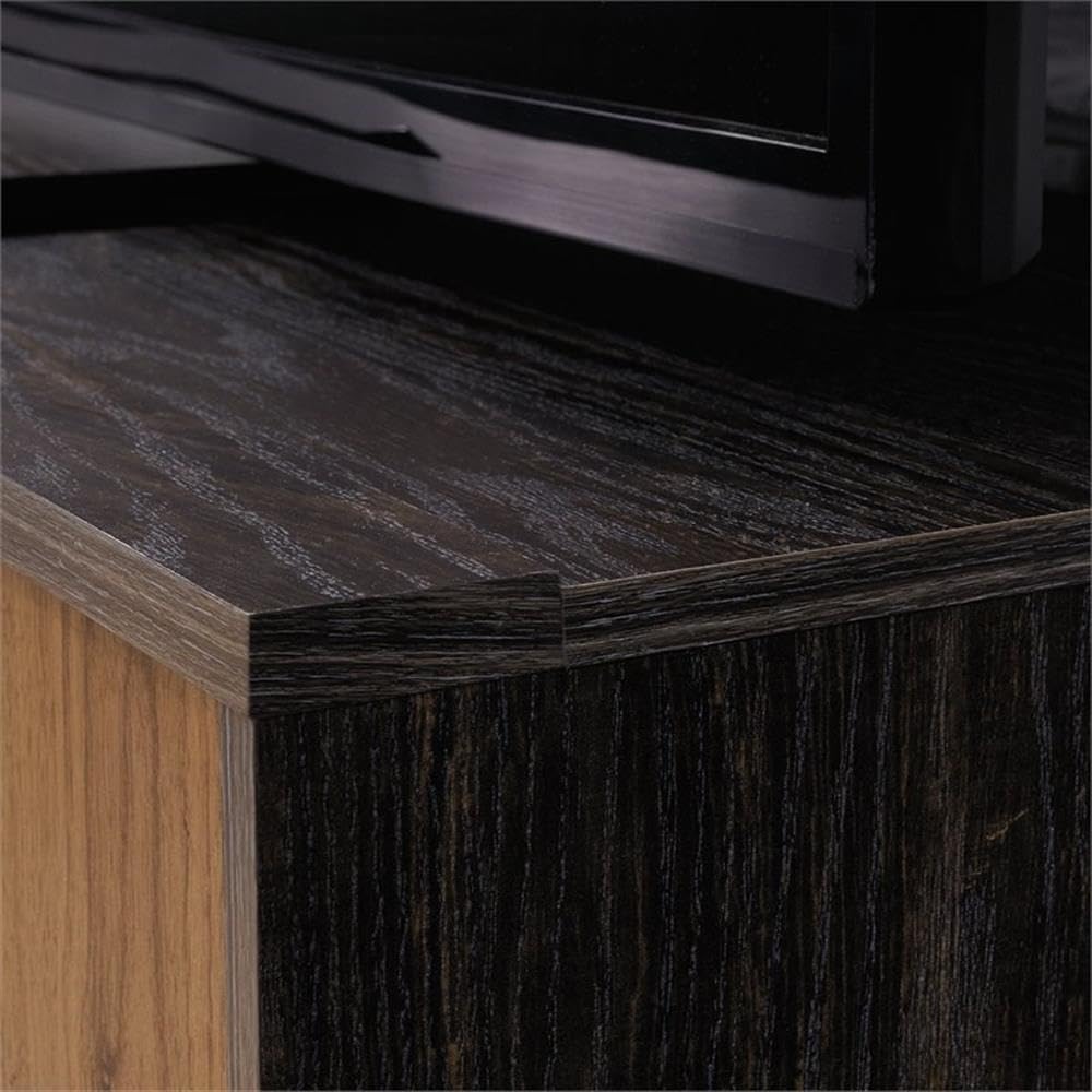 Sauder Canton Lane Engineered Wood 60" TV Credenza in Grand Walnut and Black