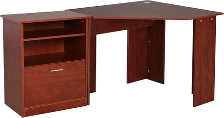 Computer Desk with Printer Cabinet, L-Shaped Corner Desk with Storage