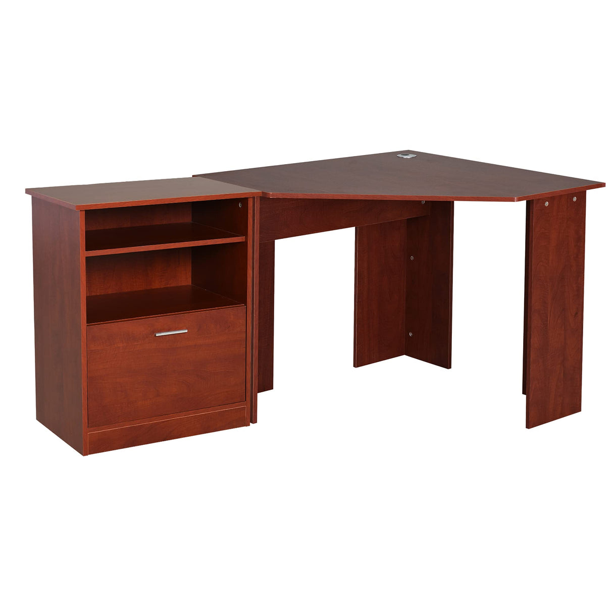 Computer Desk with Printer Cabinet, L-Shaped Corner Desk with Storage