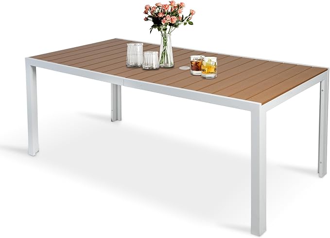 Dporticus Outdoor Dining Table for 8 Persons, 71'' Aluminum Frame Patio Dining Table