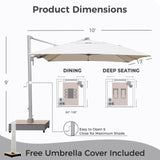 Patio Umbrella with Base, Acrylic Outdoor Cantilever Aluminum Umbrella