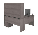 Innova L-Shaped Desk with Hutch, 60W, Bark Grey