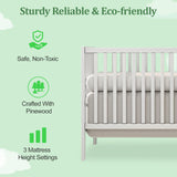 5-in-1 Convertible Crib, Baby Crib, Converts from Baby Crib to Toddler Bed, Daybed and Full-Size Bed Frame,