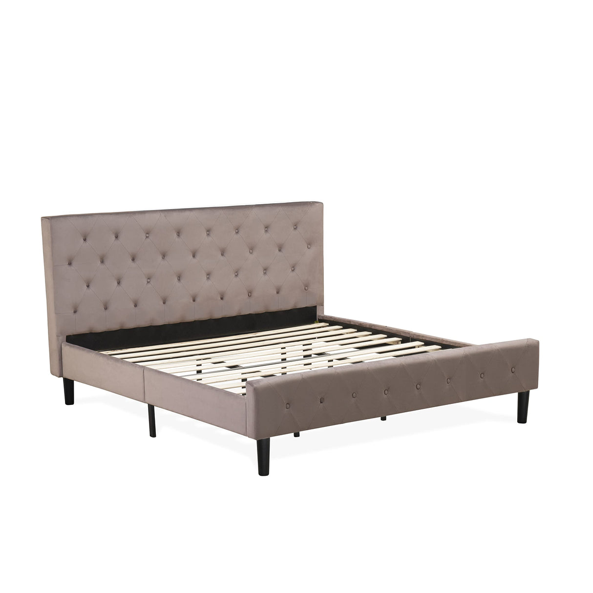 Furniture NL14K-2GA07 3 Piece Bedroom Set - Button Tufted Bed Frame - Brown