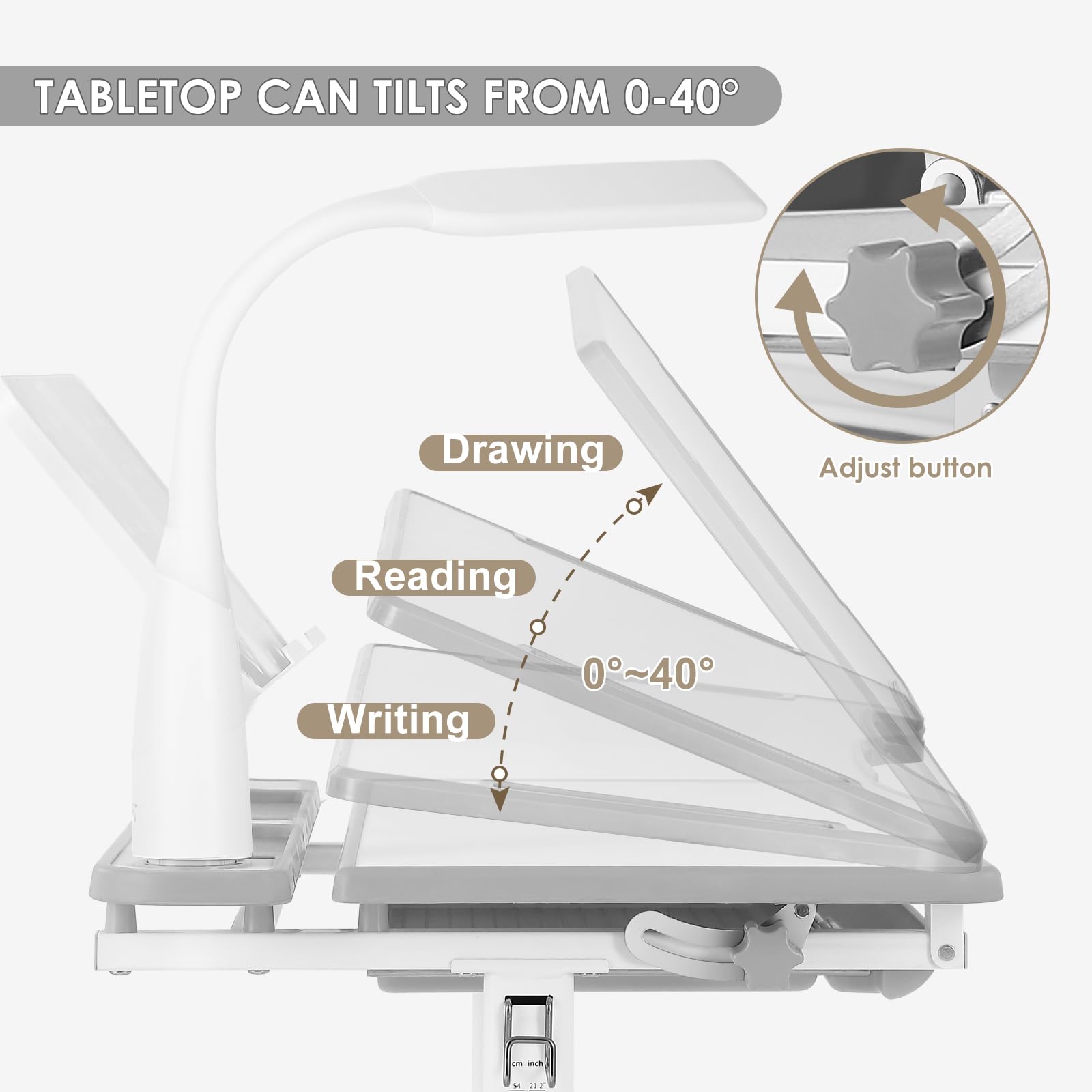 Kids Study Desk and Chair Set Height Adjustable Children School Girl Table Large Writing Board Desk