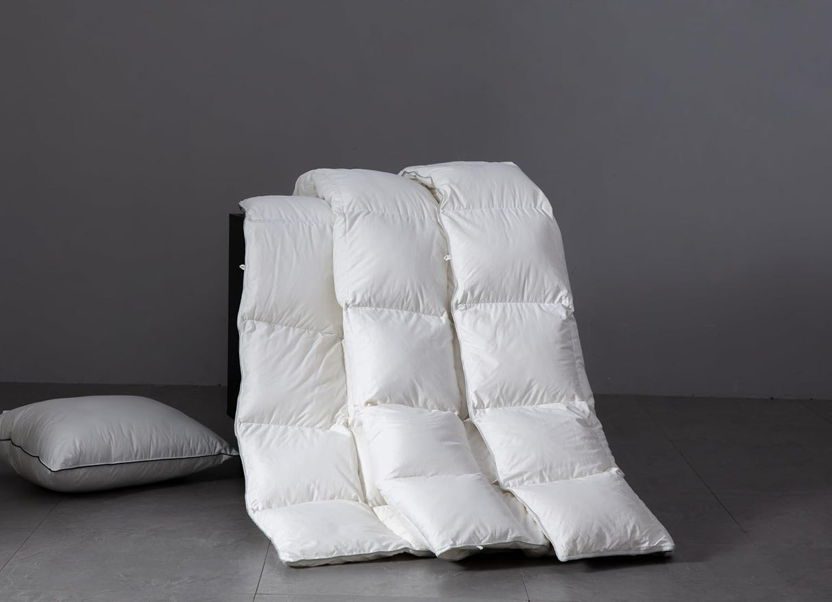Premium Down Feather Fiber Comforter Queen Size, All Season Duvet Insert with 8 Corner Tabs