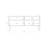 Windsor Modern TV Stand with Media Shelves and Solid Wood Legs, 53.54"