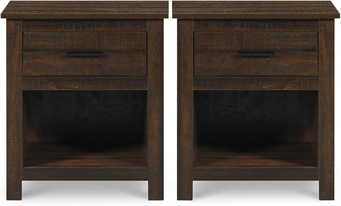 Farmhouse Nightstand - Wooden Bedroom Night Stand