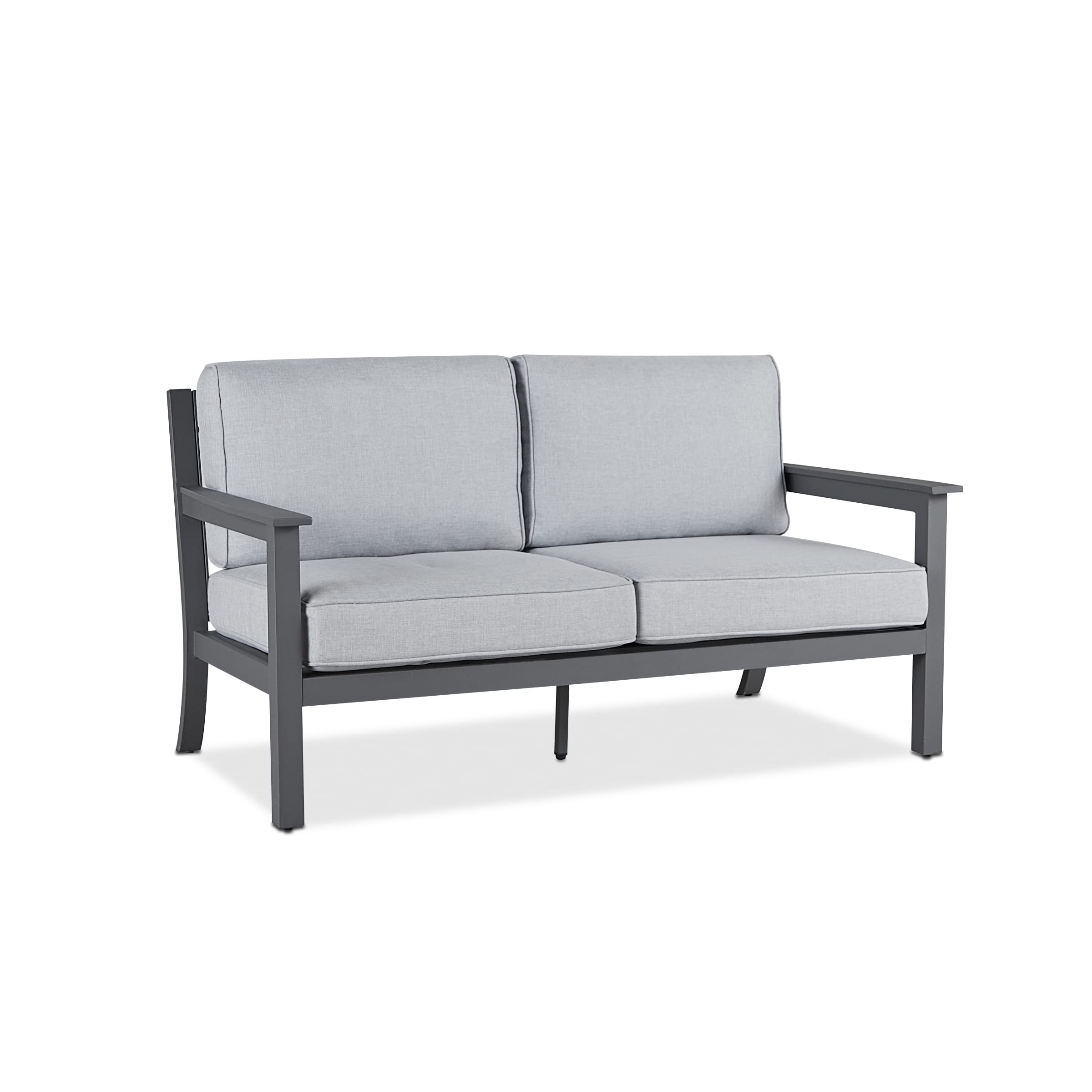 Ortun Outdoor Loveseat with Cushions - Two-Seater Couch - Aluminum Frame