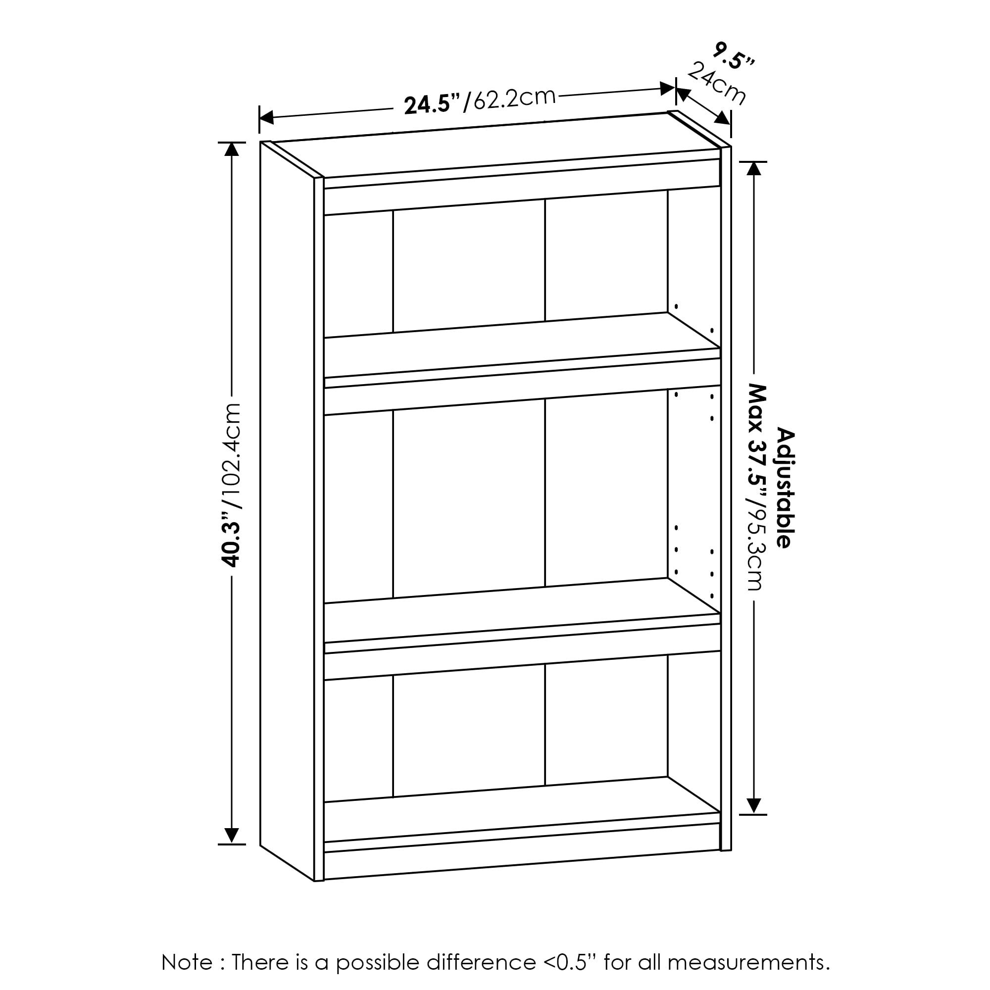 Furinno Jaya Enhanced Home Bookcase 3-Tier Adjustable Bookshelf, Amber Pine