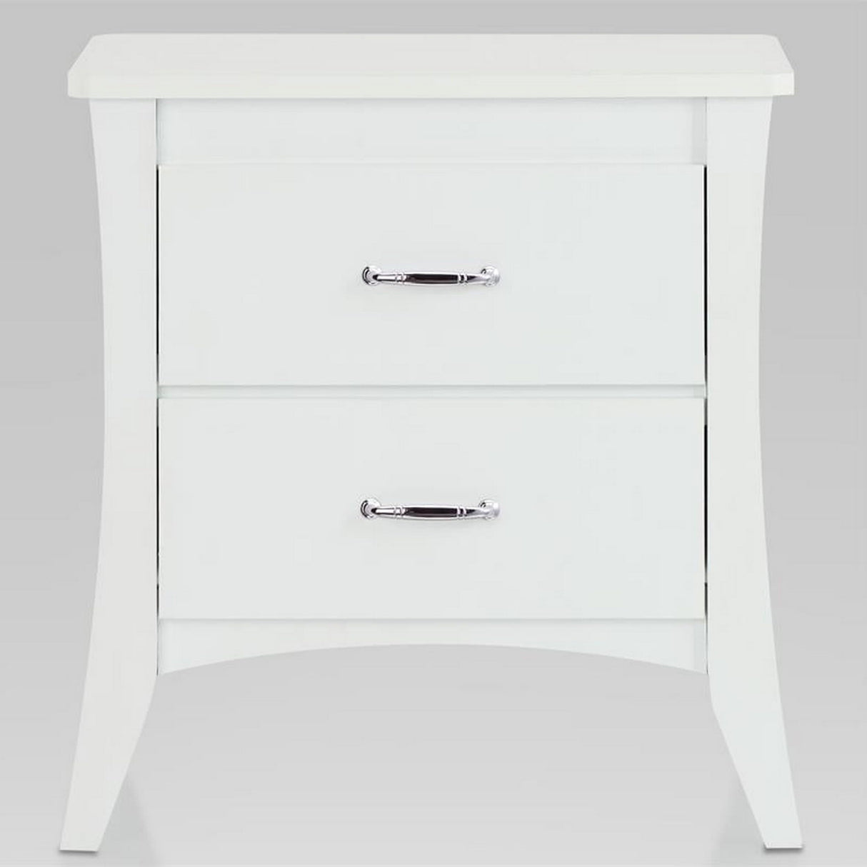 Contemporary Style 2 Drawers Wood Nightstand, White