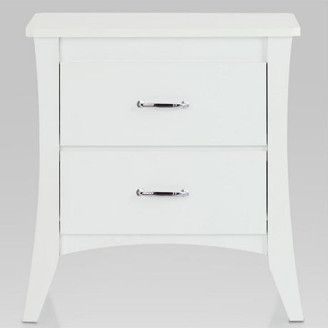 Contemporary Style 2 Drawers Wood Nightstand, White