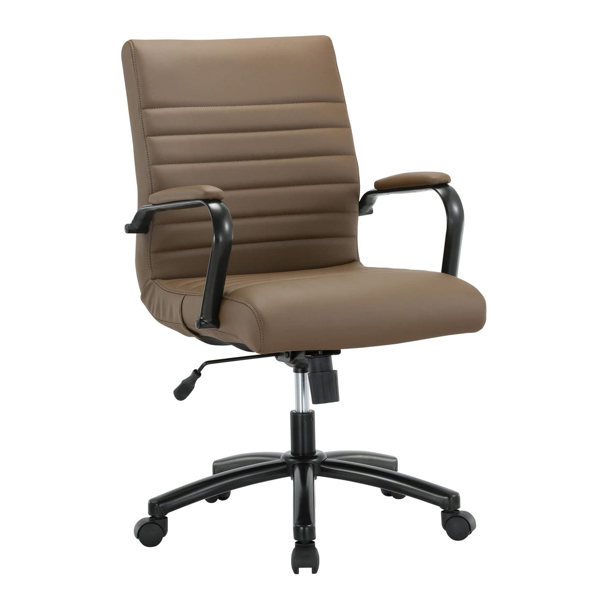 Modern Comfort Winsley Bonded Leather Mid-Back Manager Office Chair, Brown/Black