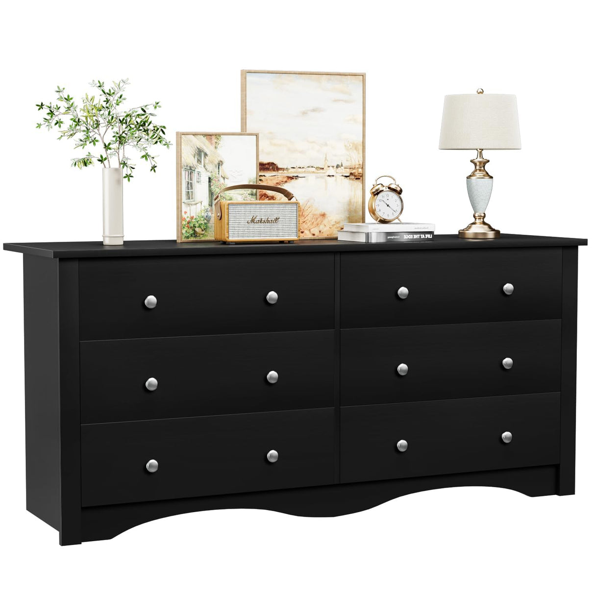 Dresser for Bedroom with 6 Drawers, Wide Chest Storage Organizer and TV Stand