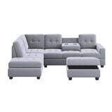 L-Shaped Corner Reversible Sectional Sofa Couch W/Chaise & Storage Ottoman