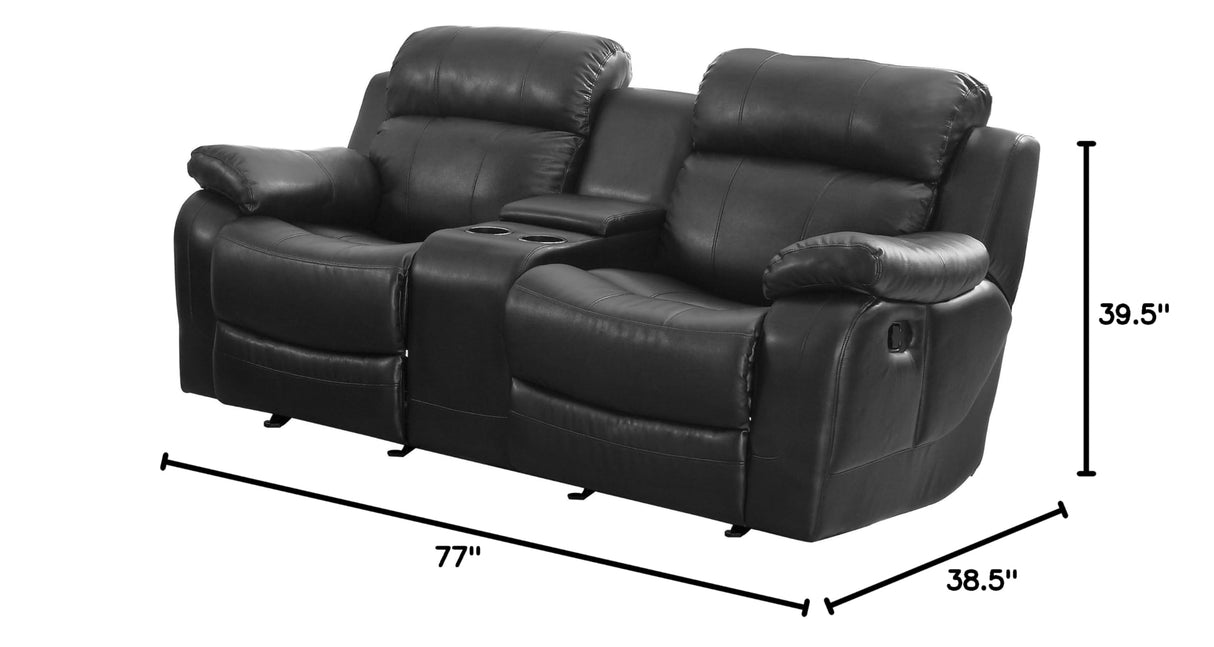 Reclining Loveseat w/ Center Console Cup Holder, Black Bonded Leather