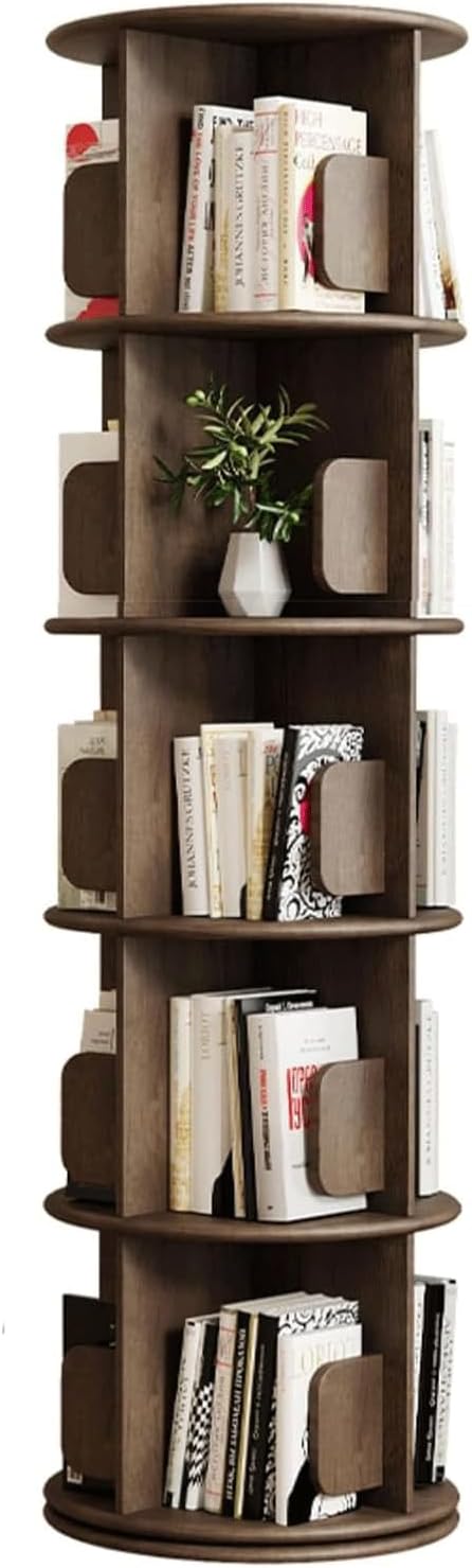 Bookcases 360° Rotating Bookshelf Wooden Standing Bookcase Retro Style Book