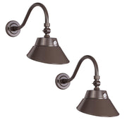 LED Brown Gooseneck Barn Light Fixture, 10in Diameter with 15.7in. Long Gooseneck Arm