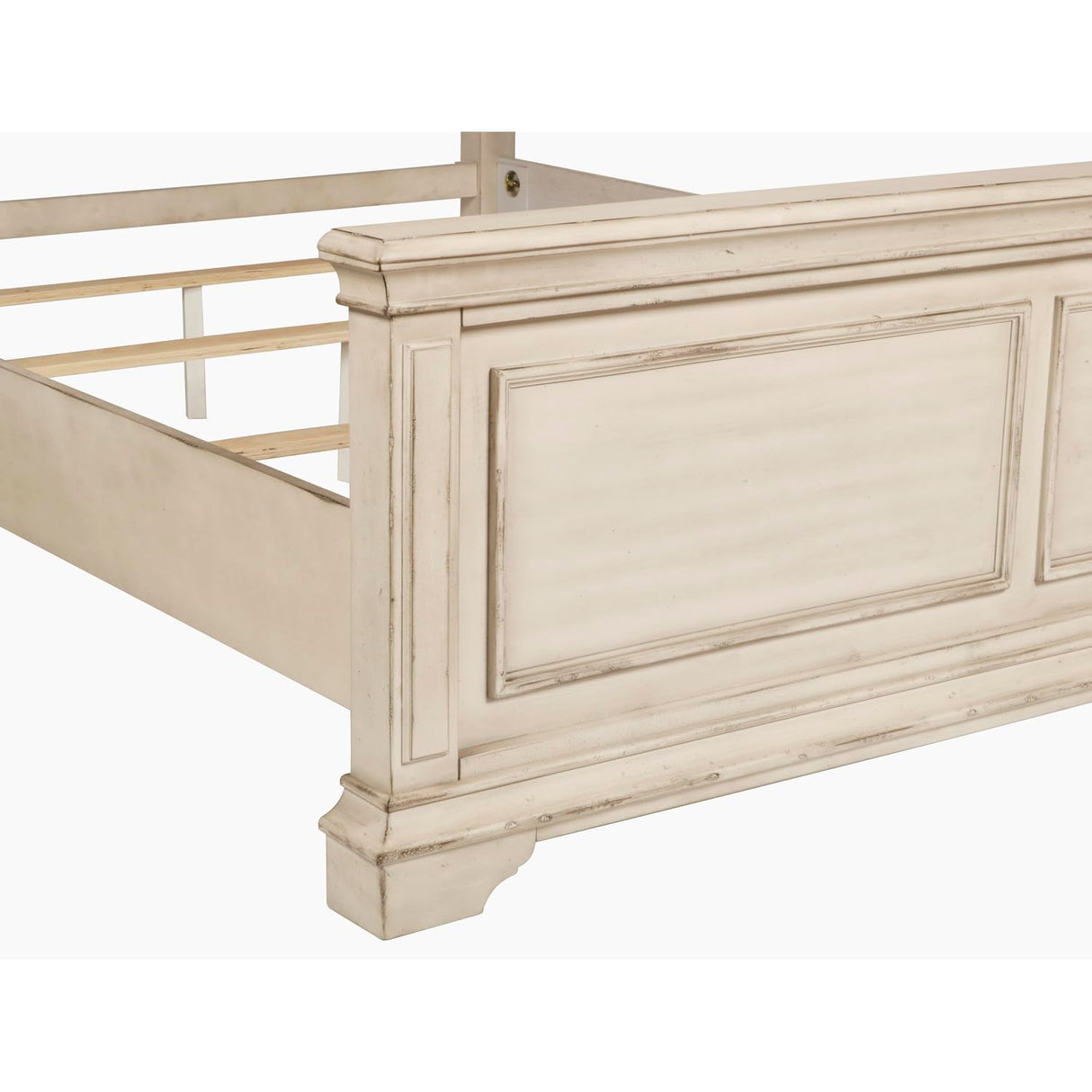 Anastasia Solid Wood Queen Bed - Antique White Finish