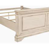 Anastasia Solid Wood Queen Bed - Antique White Finish