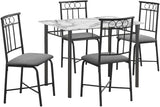 Monarch Specialties 1014 Table, 5pcs, Small, 40" Rectangular, Kitchen, White Marble Look Laminate 5 Piece Dining Set, 39.75" L x 27.5" W x 30" H