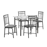 Monarch Specialties 1014 Table, 5pcs, Small, 40" Rectangular, Kitchen, White Marble Look Laminate 5 Piece Dining Set, 39.75" L x 27.5" W x 30" H