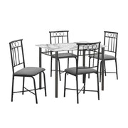 Monarch Specialties 1014 Table, 5pcs, Small, 40" Rectangular, Kitchen, White Marble Look Laminate 5 Piece Dining Set, 39.75" L x 27.5" W x 30" H