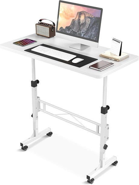 Small Standing Desk Adjustable Height, Mobile Stand Up Desk with Wheels