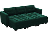 Modular Sectional Sleeper Sofa with Storage Velvet Fabric Sectional Couch with Chaise