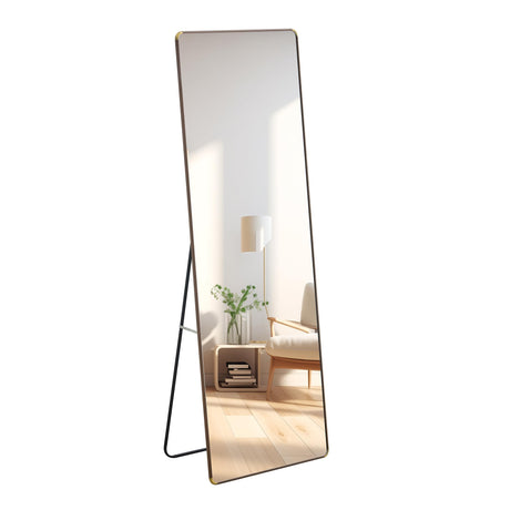 Full Body Floor Mirror 65 x 23.2in Metal Frame Full Length Mirrors Wall Mounted Mirrors for Bedroom Porch Clothing Store Bathroom Dressing Mirror Gold