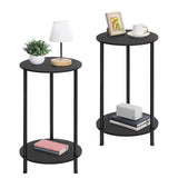 Small Round Side Table, 2 Tiers Farmhouse End Tables, Set of 2 Accent Tables