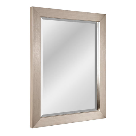 Brushed Nickel Bathroom Vanity Mirror, Beveled Decorative Mirror