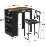 Small Bar Table and Chairs Tall Kitchen Breakfast Nook with Stools/Dining Set for 2