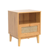 Modern Wicker Rattan Stand Set of 2, Rattan Stand with Drawer and Small Space