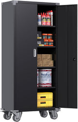 72 Inch Tall 2 Door Locking Metal Storage Cabinet Organizer with 4 Adjustable Shelves