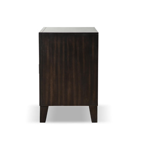 Furniture of America Delbert Modern Solid Wood Nightstand with Drawers and Gold Accent Trim, Small Bedside Table, Wooden Night Stand for Bedroom, Guest Room, Dorm, Espresso