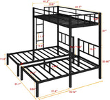 Triple Bunk Bed Twin Size,Metal Bunkbed for 3 Kids,Metal Triple Twin Bedframe