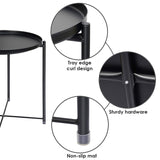 Tray Metal End Table, Foldable & Removable Round Side Tables