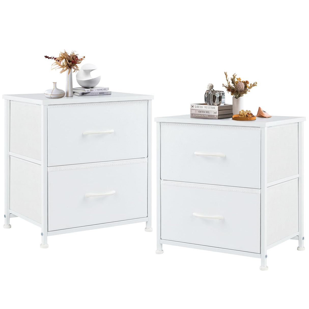 Nightstand Small Dresser with 2 Fabric Drawers Side Tables Bedroom End Table