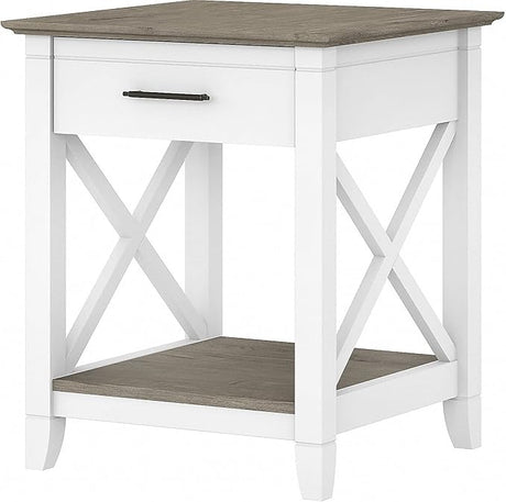 Key West Small End Table with Storage Modern Farmhouse Accent Shelf