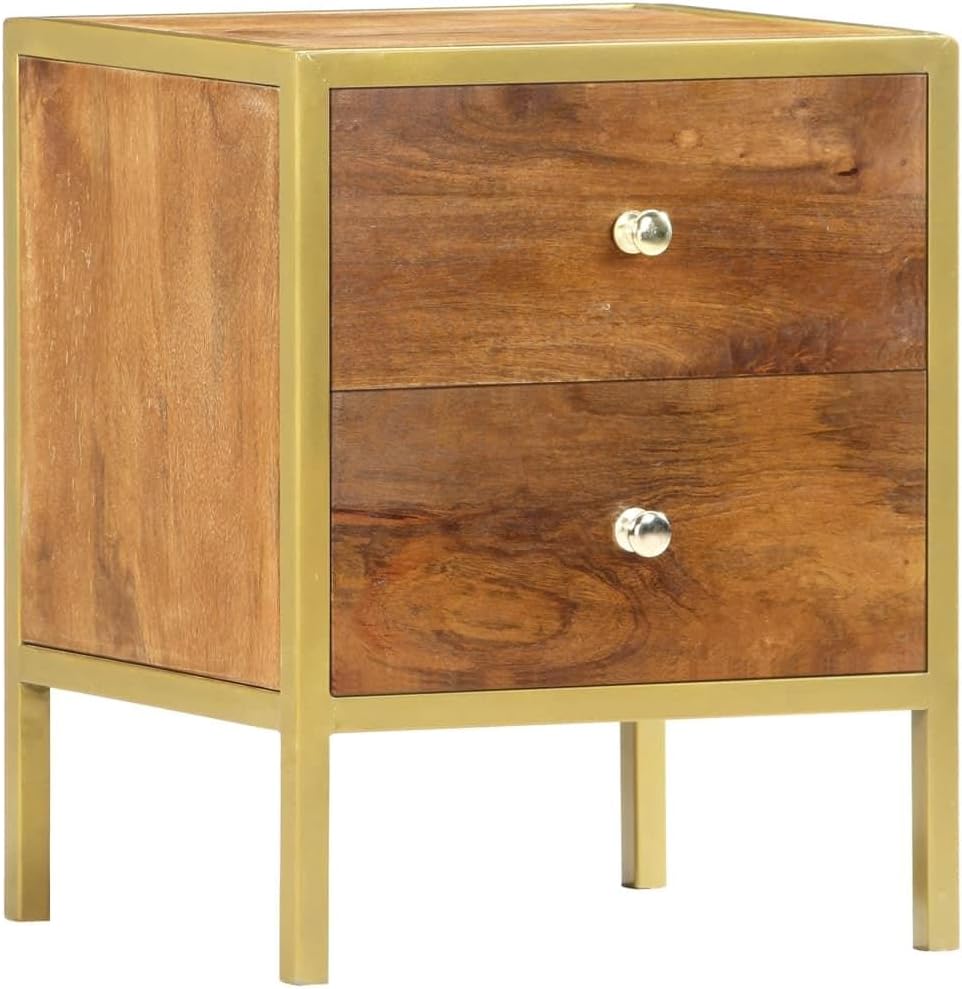 Wood Bedside Cabinet - Solid Wood Nightstand Rustic Wooden Side Table for Bedroom