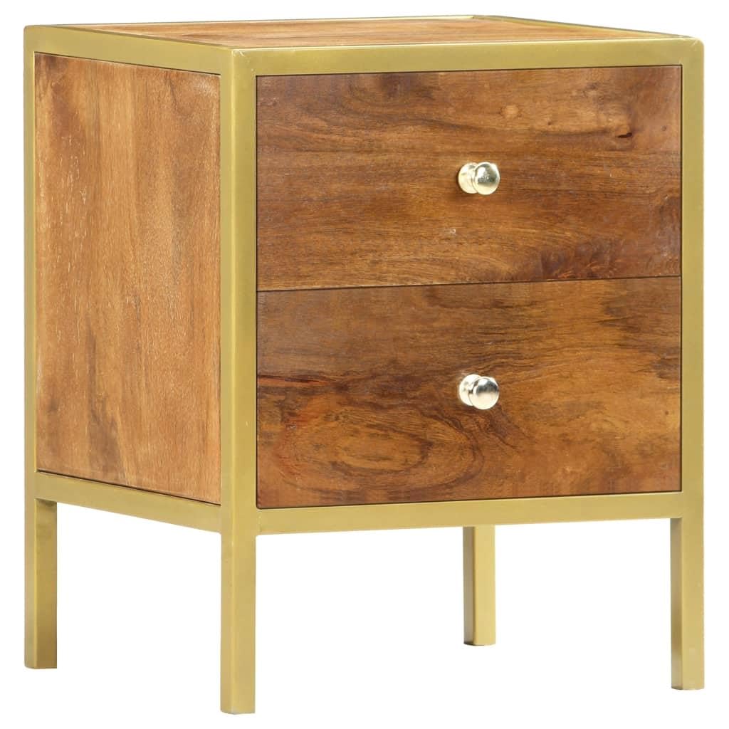 Wood Bedside Cabinet - Solid Wood Nightstand Rustic Wooden Side Table for Bedroom