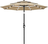 10ft 3-Tier Vented Solar Patio Umbrella, Table Outdoor Market Umbrella with 24 LED Lights