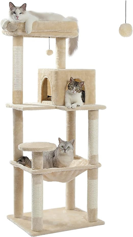 Multi Level Cat Tower with Large Metal Frame Hammock