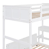 Twin Over Full Bunk Beds with Desk and Drawers, Wood Twin Size Loft Bed