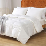 Down Comforter King - Organic Cotton Quilted Medium Warm All Seasons Duvet Insert or