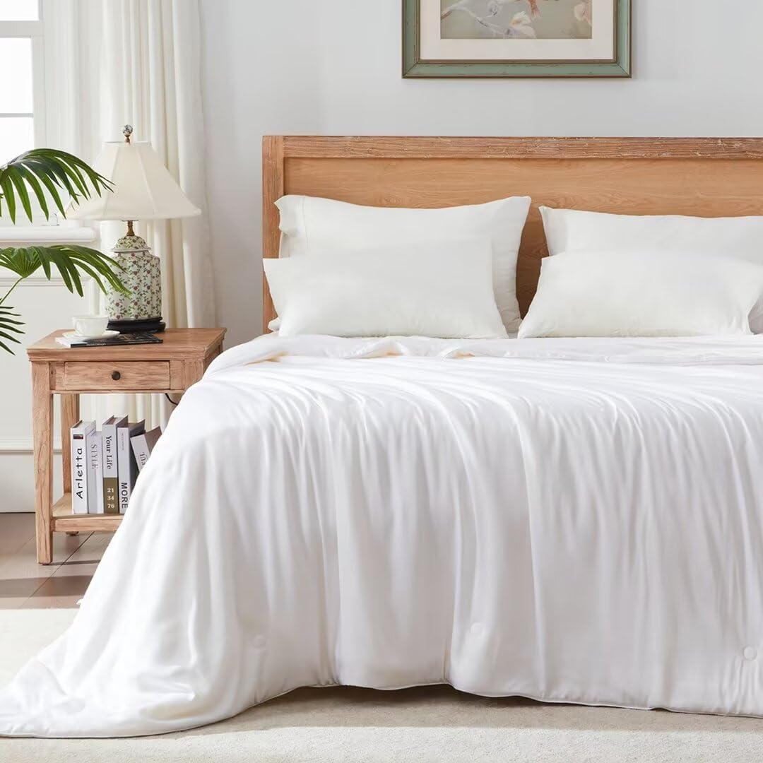 Bamboo Viscose Cooling Comforter Queen Size,Luxurious Lightweight Blanket for Summer