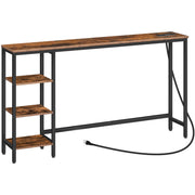 63" Console Table with Power Outlet and Storage Shelves